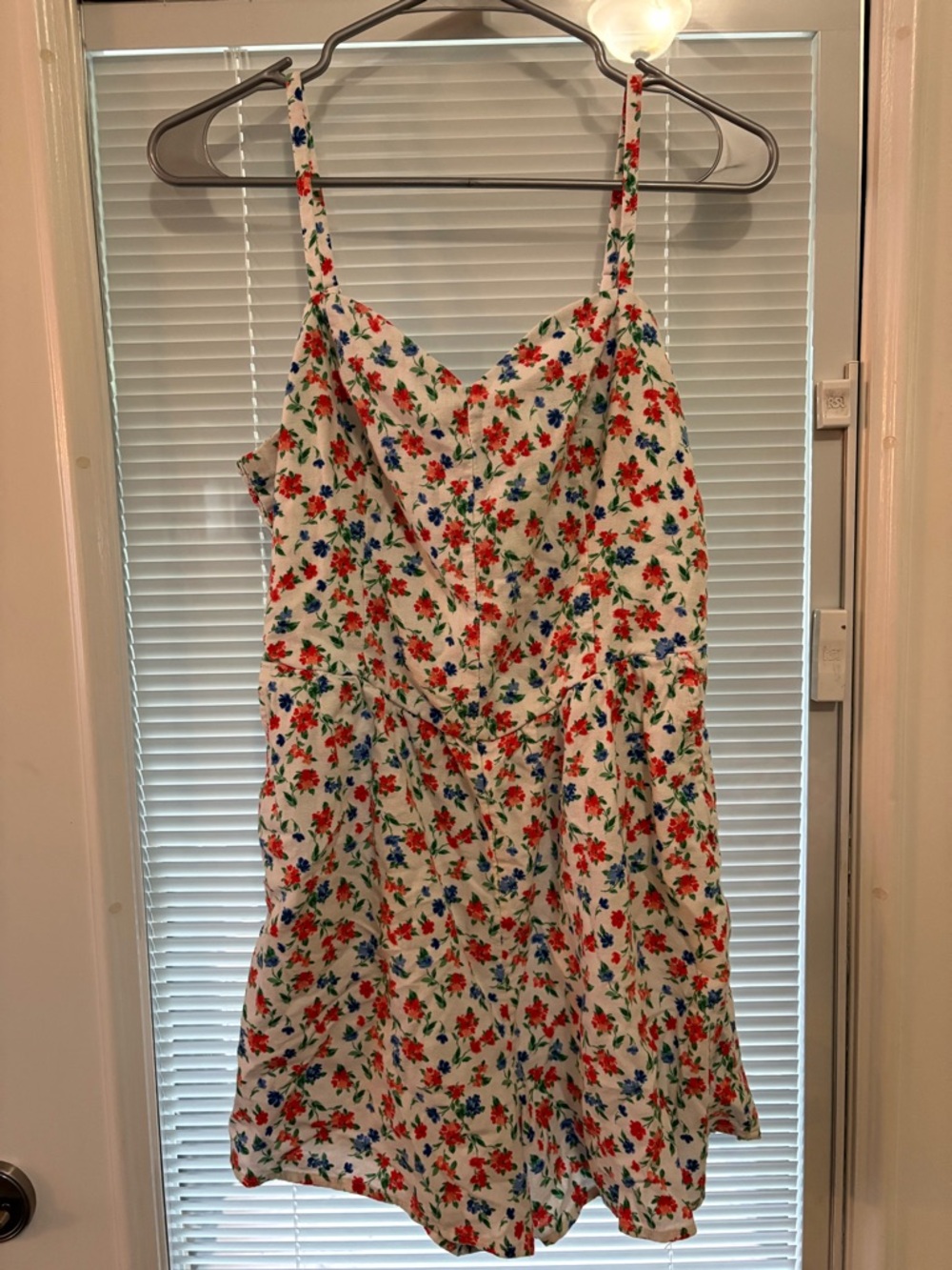 White Floral Spaghetti-Strap Romper